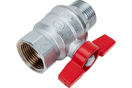 Шаровой кран Giacomini R854, 1, ВН, ручка-бабочка красная, хромированный R854X025