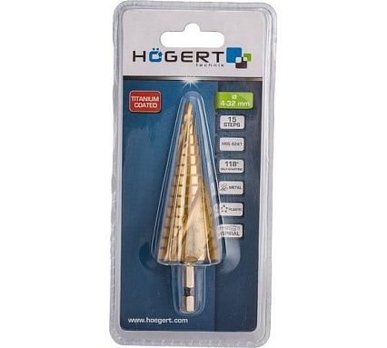 Сверло ступенчатое спиральное 4-32 мм Hoegert Technik HT6D326