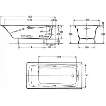 Чугунная ванна Jacob Delafon Repos 180x85см E2904-00 с с антискользящим покрытием