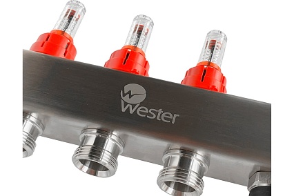 Коллектор нерж. Wester MUFS 1"-3/4 в сборе с расходомерами на 5 выходов 0-32-1506