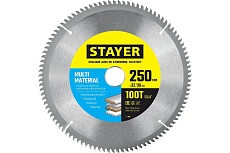 Пильный диск по алюминию Stayer Multi Material 250x32/30 мм, 100Т, супер чистый рез 3685-250-32-100