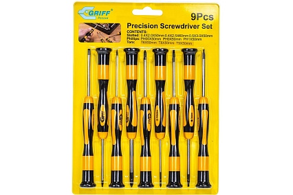 Набор отверток из 9шт, /3 крест. + 3 шлиц.+3 Torx/ CrV, магнитный наконечник Griff 031655