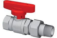 Шаровой кран FAR хромированный 1/2' ВР-американка, бабочка, красный FS 3079 12RC