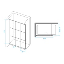 Душевая перегородка RGW Walk In WA-111B 120x195 черный, прозрачное