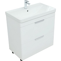 Мебель для ванной Aquanet Ирис new 80 см, напольная 2 ящика, белый глянец