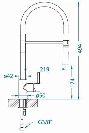 Смеситель для кухни Alveus Lyra-S 1132184 с выдвижным изливом и душем, хром