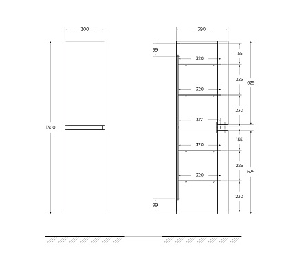 Шкаф пенал Cezares Vague 30 см Rovere sbiancato, 54850