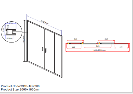 Душевая дверь Vincea Garda VDS-1G2200CH 200x190 хром, шиншилла