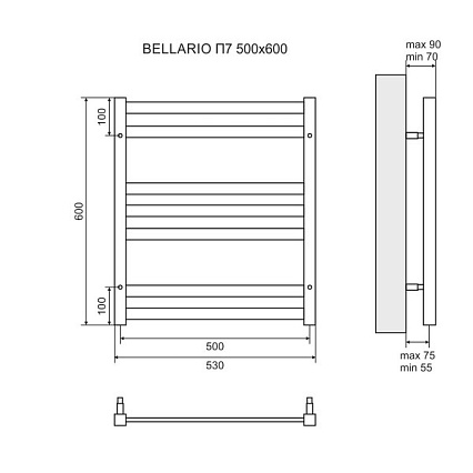 Полотенцесушитель электрический Lemark Bellario LM68810EBL П10 50x80 черный