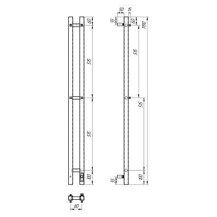 Полотенцесушитель электрический Point Гермес PN13812W П3 80x1200 диммер справа, белый