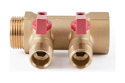 Коллектор с шаровыми кранами PROFACTOR в/н 1" х 2 вых 1/2"нар PF MV 265.2