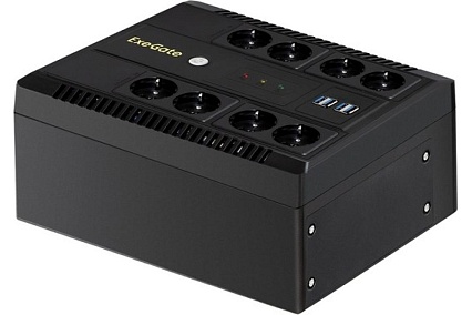 Источник бесперебойного питания Exegate NEO Smart LHB-650.LCD.AVR.8SH.CH.RJ.USB 650VA 390W, LCD, AVR, 8*Schuko, RJ45 11, USB, 4*USB-порта для зарядки, Black 295013