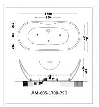 Акриловая ванна Art&Max AM-605-1700-790 170x79