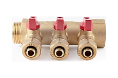 Коллектор с шаровыми кранами PROFACTOR в/н 1&quot; х 3 вых 16 цанга PF MVP 267.3