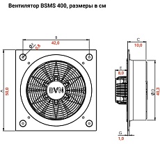 Осевой вентилятор промышленный с защитной решеткой BVN BSMS 400