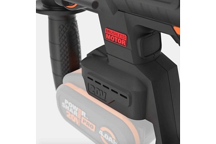 Аккумуляторный бесщеточный перфоратор Worx 20В, 4Ач x1, ЗУ 2А, кейс WX381