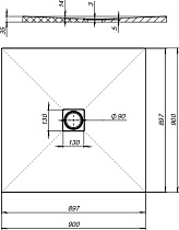 Поддон для душа Aquanet Pleasure 90x90 квадратный, серый камень