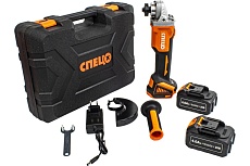 Угловая аккумуляторная шлифмашина Спец БШУ-125-18Ли/Б, бесщеточный двигатель, 125 мм, 4000-6800 об/мин, 20 В, 2 аккум, Ли-Ион, 4.0 Ач, ЗУ 2.0 ч, перчатки "STRONPROF" СПЕЦ-4090/ST-LG1000-9