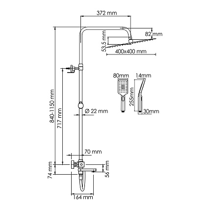 Душевая стойка WasserKRAFT A199.119.103.087.CH Thermo с термостатом, хром