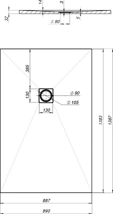 Поддон для душа Aquanet Pleasure 140x90 серый камень