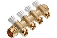 Коллектор TECE универсальный с запорными вентилями, 1x3/4 дюйма Евроконус, 4 контура, стандартная латунь 8730040