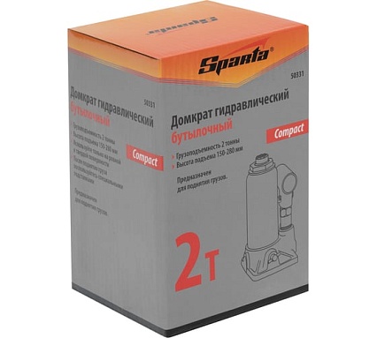Гидравлический бутылочный домкрат Sparta Compact 2 т 150–280 мм 50331