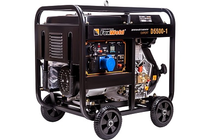 Дизельный генератор Foxweld expert d5500-1, 5.0-5.5 квт, 1ф, розетки 1x16a + 1x32a, ппп, мфд 3в1 8895