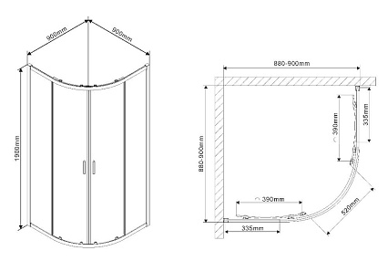 Душевой уголок Vincea Scala VSQ-2SC 90x90 хром, прозрачный