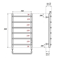 Полотенцесушитель электрический Point PN08858 П6 50x80 диммер справа, хром