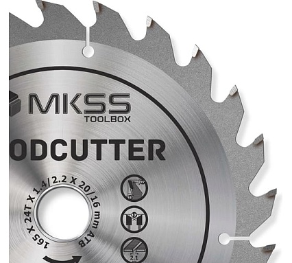 Диск пильный по дереву MKSS Toolbox Woodcutter WC1650 165x24Тх20/16 мм WC16502420