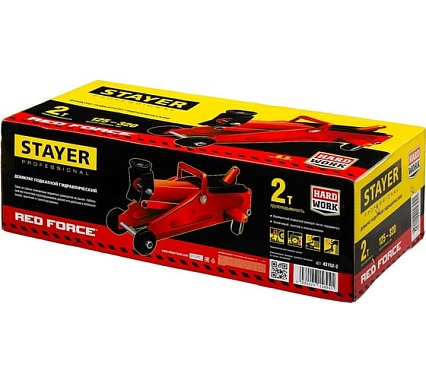 Подкатной домкрат Stayer R-22 Red force 2т, 125-320мм 43152-2