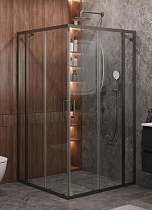 Душевой уголок Cezares MOLVENO-A-22-90+20-C-GM-IV 110x110 прозрачный, оружейная сталь
