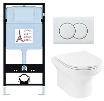 Подвесной унитаз Jacob Delafon Elite E21743RU-00 комплект 4в1, клавиша белый глянец