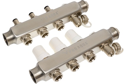 Коллекторный блок с регулировочными клапанами PRO AQUA 3 выхода, 230 мм, 1x3/4 R510MB.03