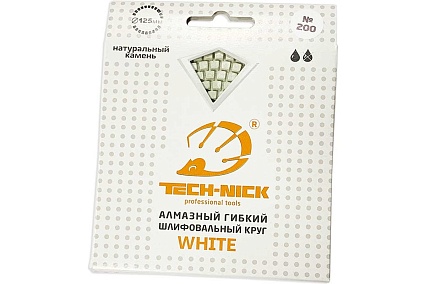 Круг алмазный гибкий шлифовальный АГШК WHITE NEW (125x2.5 мм; Р200) TECH-NICK 128.120.6752