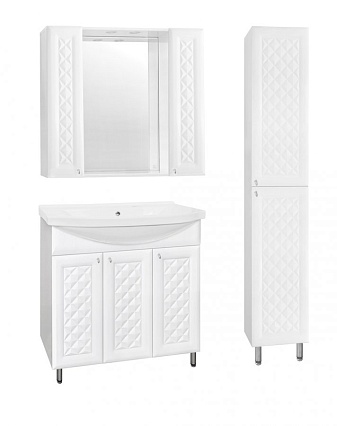 Зеркальный шкаф Style Line Канна 90x86 см с подсветкой, белый ЛС-00000167