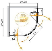 Душевой уголок Cezares SLIDER-R-2-80/90-C-NERO 80/90x80/90 прозрачный, черный