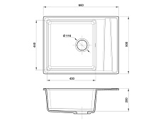 Кухонная мойка GranFest Level GF-LV-660L 66 см черный