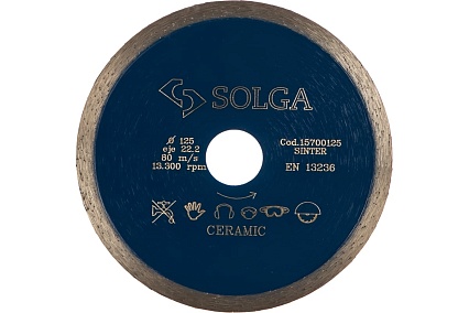 Диск алмазный сплошной (125х22,2 мм) CERAMICS MARBLE Solga Diamant 15700125
