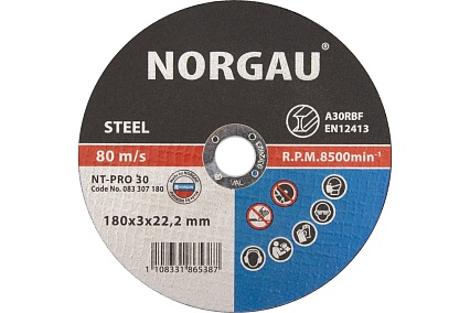 Диск отрезной 180X3X22.2 мм по стали Norgau 083307180
