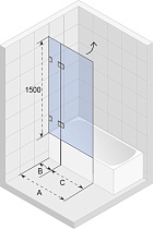Шторка для ванны Riho Scandic S109 85 см с покрытием Riho Shield