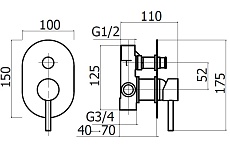 Смеситель для душа Plumberia IXO хром брашированный KIT1001CS