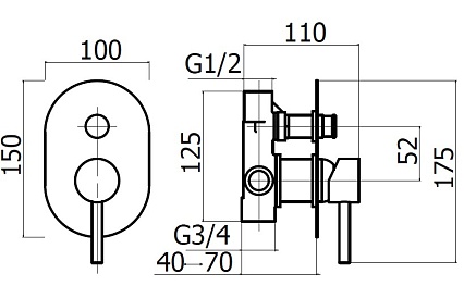 Смеситель для душа Plumberia IXO хром брашированный KIT1001CS