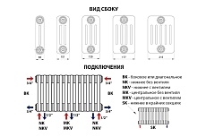 Вертикальный трубчатый радиатор GUARDO PILON двухтрубный 1800x474 мм, 10 секций, нижнее центральное подключение, белый 2T-1800 10 MK