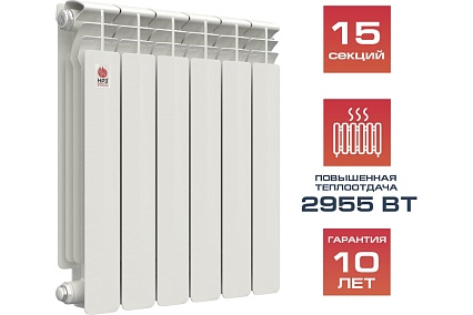 Биметаллический радиатор Невинномысский радиаторный завод ПРОФИ 500/100 15 секций, 2955 Вт 56624
