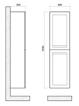 Шкаф пенал Art&Max Platino 40 см AM-Platino-1500-2A-SO-NM черный матовый