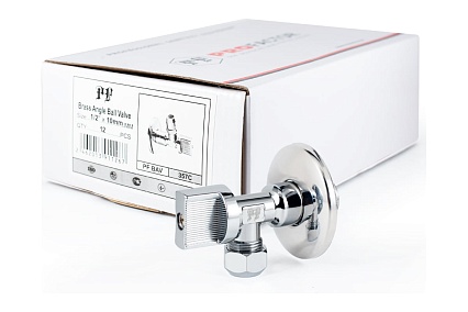 Угловой шаровой кран для бытовой техники PROFACTOR PF CHROME н/цанга 1/2 дюйма х 10 мм PF BAV 357C