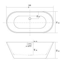 Акриловая ванна Aquatek Хорса AQ-5776 168х76 см