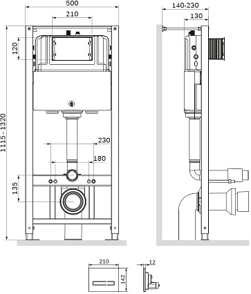 Инсталляция для унитаза Am.Pm Pro I012704.50A38 с сенсорной клавишей, черный