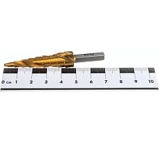 Сверло ступенчатое по металлу SPIRAL HSS-TiN 4-12х1/70 мм D.BOR SDSP-TIN-04-12-06